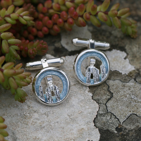 Orkney Spirit Cufflinks in Blue Grey Enamel by Sheila Fleet Jewellery