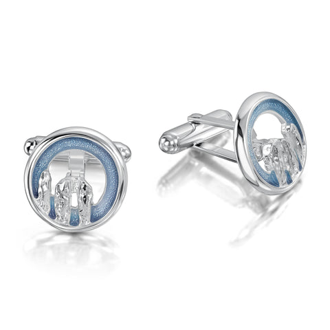 Orkney Spirit Cufflinks in Blue Grey Enamel by Sheila Fleet Jewellery