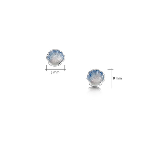 Scallop Petite Stud Earrings in Scallop Blue Enamel by Sheila Fleet Jewellery
