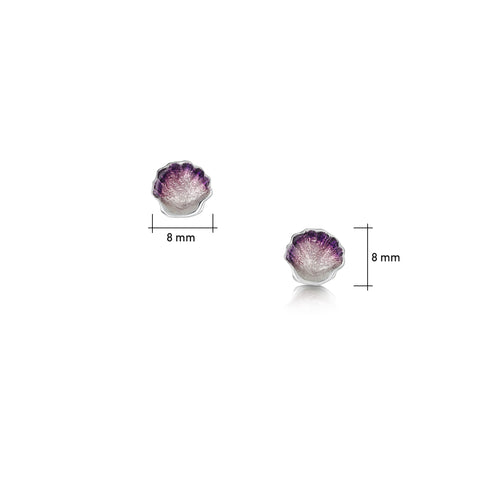 Scallop Petite Stud Earrings in Scallop Pink Enamel by Sheila Fleet Jewellery