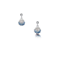 Scallop Petite Drop Earrings in Scallop Blue Enamel by Sheila Fleet Jewellery