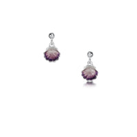 Scallop Petite Drop Earrings in Scallop Pink Enamel by Sheila Fleet Jewellery