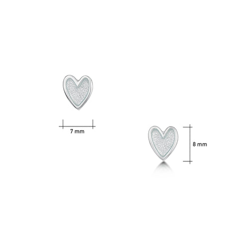 Secret Hearts Stud Earrings in Frost Enamel by Sheila Fleet Jewellery