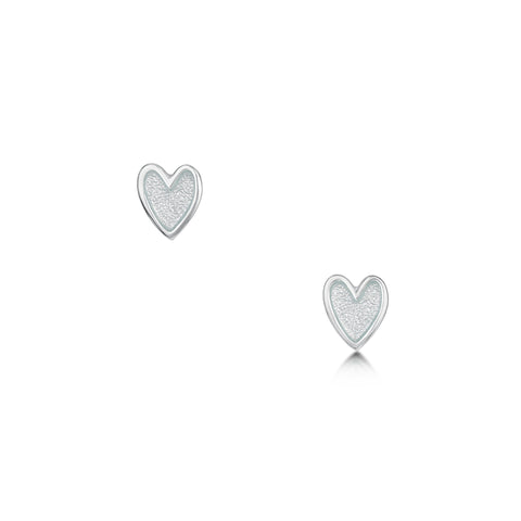 Secret Hearts Stud Earrings in Frost Enamel by Sheila Fleet Jewellery