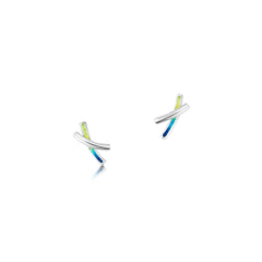 Wild Grasses Petite 2-strand Stud Earrings in Meadow Enamel by Sheila Fleet Jewellery