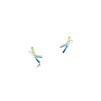 Wild Grasses Petite 2-strand Stud Earrings in Meadow Enamel by Sheila Fleet Jewellery