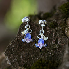 Bluebell Small Enamel Drop Earrings in Sterling Silver by Sheila Fleet Jewellery