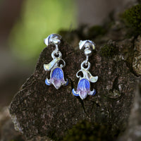 Bluebell Small Enamel Drop Earrings in Sterling Silver by Sheila Fleet Jewellery