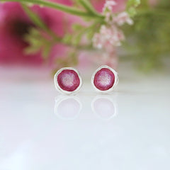 Lunar Bright Petite Stud Earrings in Hot Pink Enamel by Sheila Fleet Jewellery