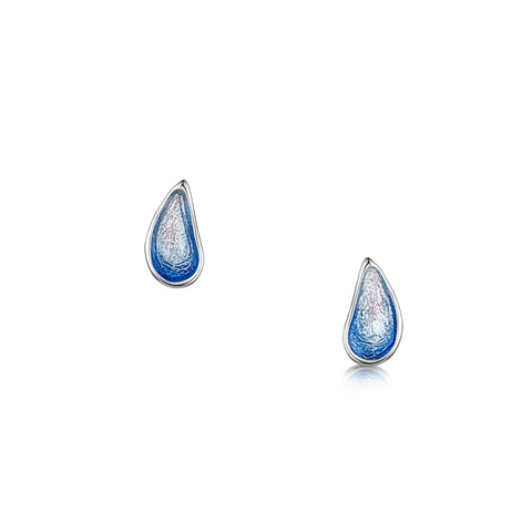 Mussel Stud Earrings in Mussel Blue Enamel by Sheila Fleet Jewellery