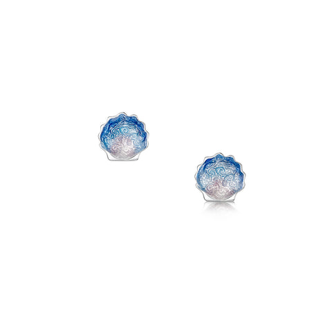 Scallop Stud Earrings in Scallop Blue Enamel by Sheila Fleet Jewellery