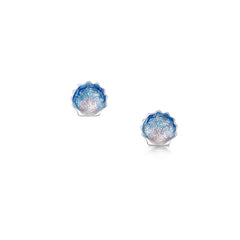 Scallop Stud Earrings in Scallop Blue Enamel by Sheila Fleet Jewellery