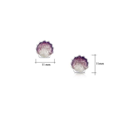 Scallop Stud Earrings in Scallop Pink Enamel by Sheila Fleet Jewellery