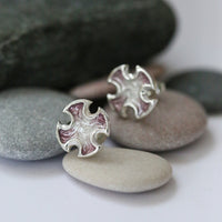 Sinclair Cross Stud Earrings in Champagne Enamel by Sheila Fleet Jewellery