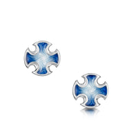 Sinclair Cross Stud Earrings in Jarl Blue Enamel by Sheila Fleet Jewellery