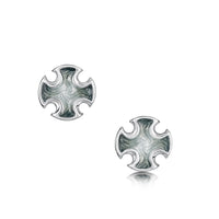 Sinclair Cross Stud Earrings in Moss Grey Enamel by Sheila Fleet Jewellery