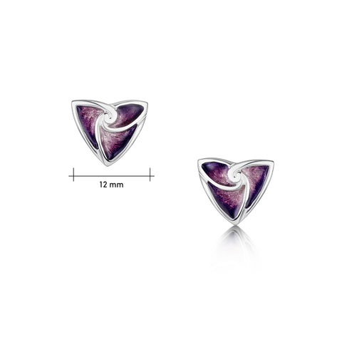 Turning Tides Small Stud Earrings in Amethyst Enamel by Sheila Fleet Jewellery