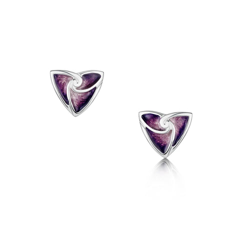 Turning Tides Small Stud Earrings in Amethyst Enamel by Sheila Fleet Jewellery