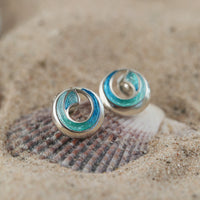 Atlantic Breaker Petite Stud Earrings in Shallows Enamel by Sheila Fleet Jewellery