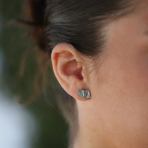 Flagstone Small Stud Earrings in Slate Enamel by Sheila Fleet Jewellery