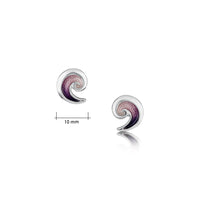 North Sea Wave Small Stud Earrings in Amethyst Enamel by Sheila Fleet Jewellery