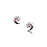 North Sea Wave Small Stud Earrings in Amethyst Enamel by Sheila Fleet Jewellery