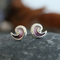 North Sea Wave Small Stud Earrings in Amethyst Enamel by Sheila Fleet Jewellery