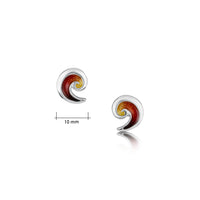 North Sea Wave Small Stud Earrings in Flame Enamel by Sheila Fleet Jewellery