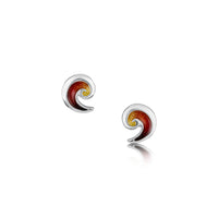 North Sea Wave Small Stud Earrings in Flame Enamel by Sheila Fleet Jewellery