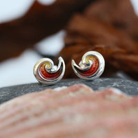 North Sea Wave Small Stud Earrings in Flame Enamel by Sheila Fleet Jewellery