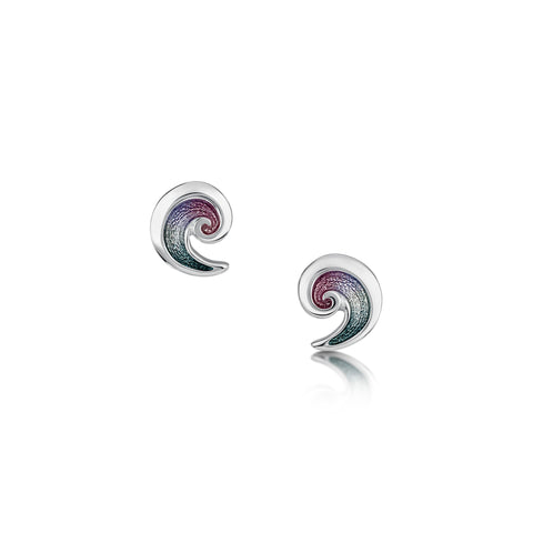 North Sea Wave Small Stud Earrings in Mill Sands Enamel by Sheila Fleet Jewellery
