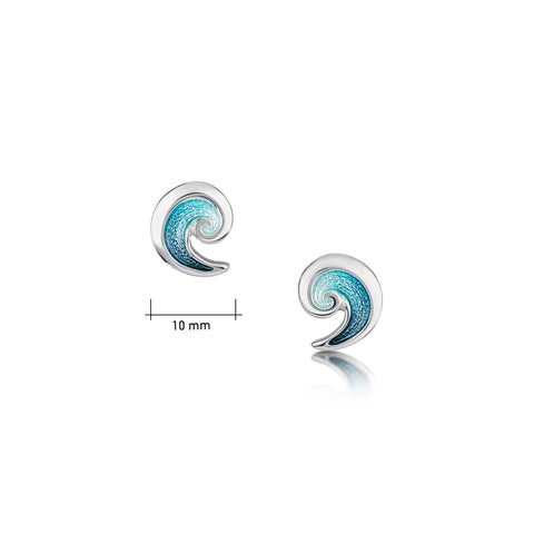 North Sea Wave Small Stud Earrings in Storm Enamel by Sheila Fleet Jewellery