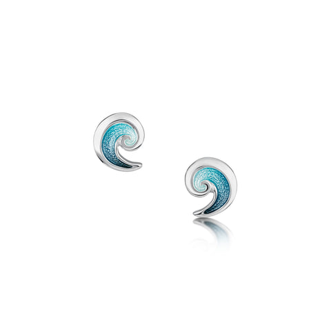 North Sea Wave Small Stud Earrings in Storm Enamel by Sheila Fleet Jewellery