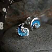 North Sea Wave Small Stud Earrings in Tempest Enamel by Sheila Fleet Jewellery