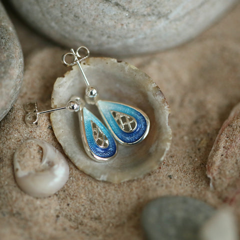 Tidal Treasures Small Drop Earrings in Pentland Enamel by Sheila Fleet Jewellery