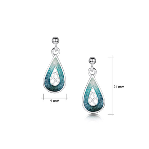 Tidal Treasures Small Drop Earrings in Storm Enamel by Sheila Fleet Jewellery
