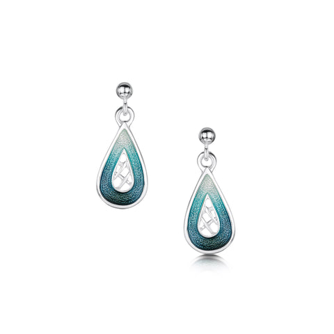 Tidal Treasures Small Drop Earrings in Storm Enamel by Sheila Fleet Jewellery