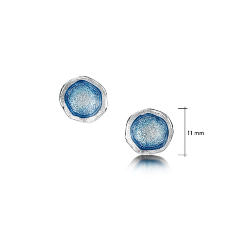 Lunar Small Stud Earrings in Lunar Blue Enamel by Sheila Fleet Jewellery