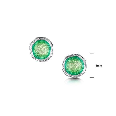 Lunar Bright Small Stud Earrings in Spring Green Enamel by Sheila Fleet Jewellery