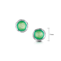 Lunar Bright Small Stud Earrings in Spring Green Enamel by Sheila Fleet Jewellery