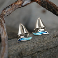 Orkney Yole Stud Earrings in Tempest Enamel