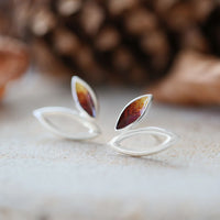 Seasons Silver Small Stud Earrings in Autumn Enamel by Sheila Fleet Jewellery