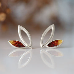 Seasons Silver Small Stud Earrings in Autumn Enamel by Sheila Fleet Jewellery
