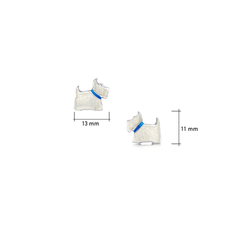 Scottie Dog Stud Earrings in Alba White Enamel by Sheila Fleet Jewellery