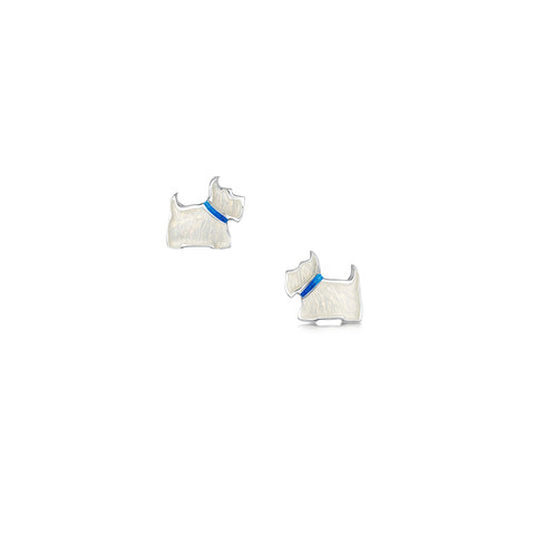 Scottie Dog Stud Earrings in Alba White Enamel by Sheila Fleet Jewellery
