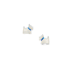 Scottie Dog Stud Earrings in Alba White Enamel by Sheila Fleet Jewellery