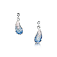 Mussel Small Drop Earrings in Mussel Blue Enamel by Sheila Fleet Jewellery