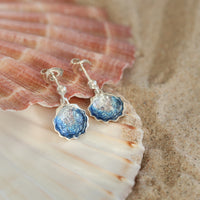 Scallop Small Drop Earrings in Scallop Blue Enamel by Sheila Fleet Jewellery