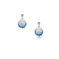 Scallop Small Drop Earrings in Scallop Blue Enamel by Sheila Fleet Jewellery