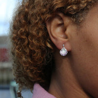 Scallop Small Drop Earrings in Scallop Pink Enamel by Sheila Fleet Jewellery